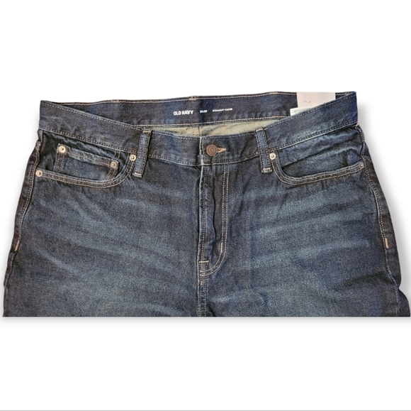 Old Navy Dark Wash Straight Taper Jeans Size 38x30 NWT - Picture 2 of 6